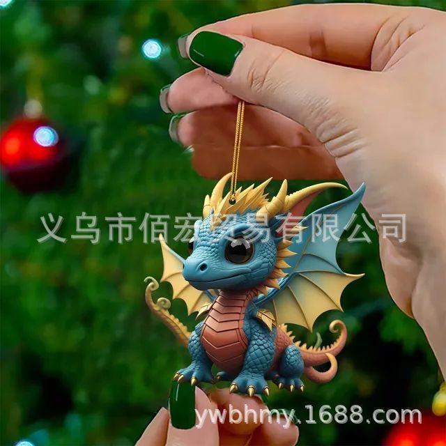 Playful Cartoon Dragon Acrylic Keychain Ideal For Christmas Halloween Giving Gift