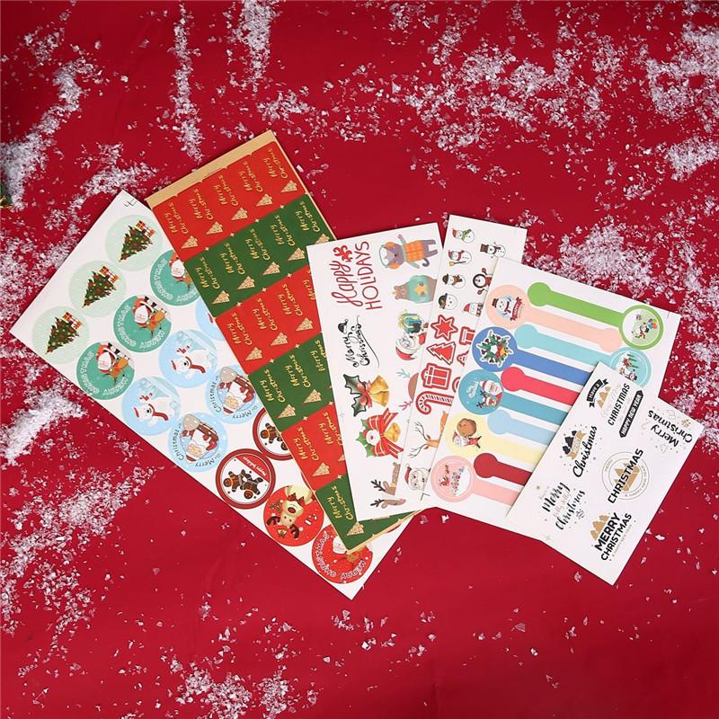 10 Sheets Christmas Series Stickers Handmade Xmas Party Gift Bag Box Decoration Baking Packaging Sealing Sticker