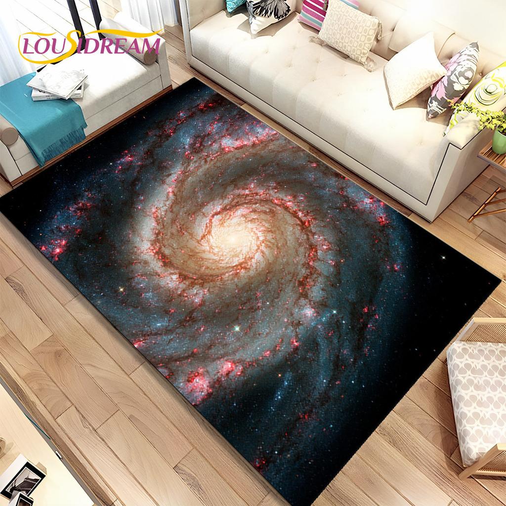 Galaxy Universe Space Stars Area Rug,Carpet Rug for Home Living Room Bedroom Sofa Doormat Decor,Kids Play Non-slip Floor Mat HD