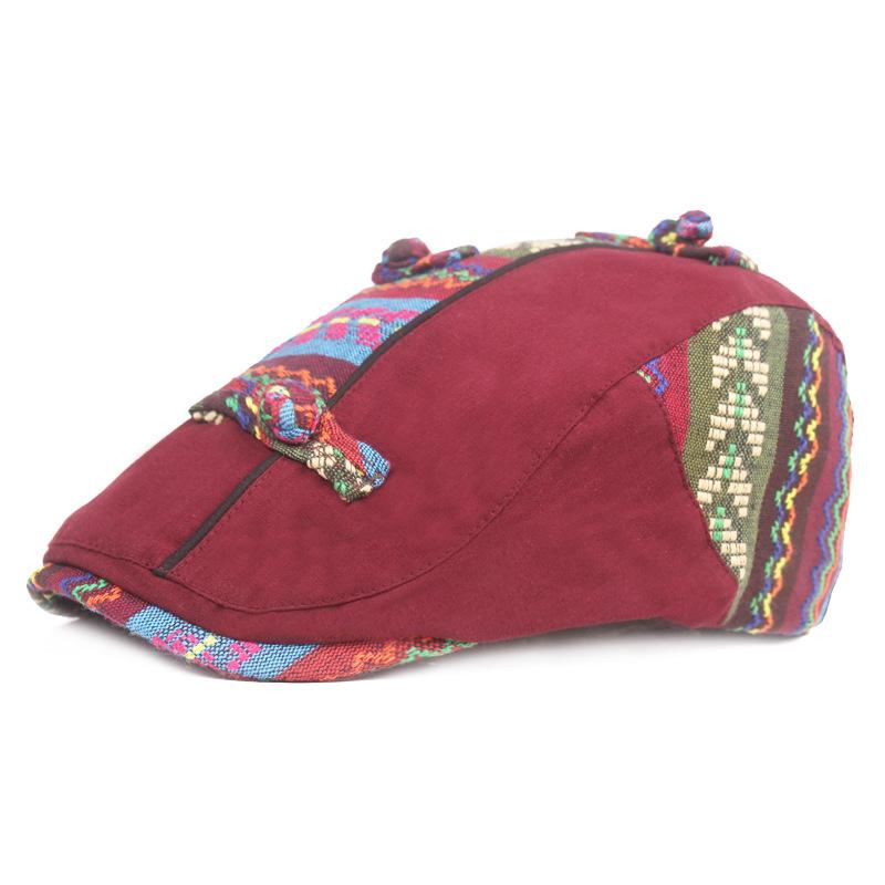 

Китайская шапочка с языком утки ветра Ms. Цветы Берет Этнический Ветер Ретро Пластинчатая Пряжка Кепка Женская Шляпа M（56-58cm） бордовый
