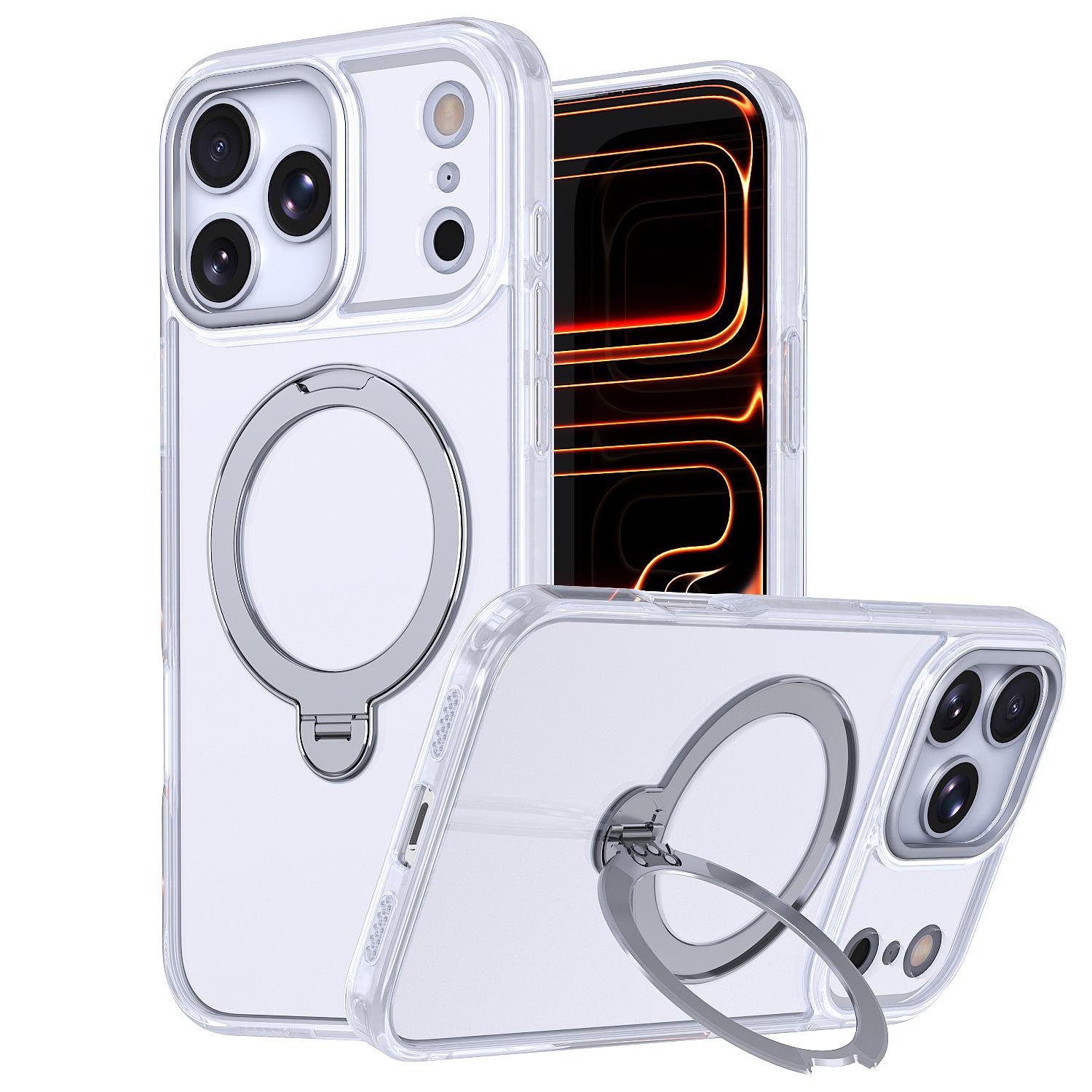 Cross-border application Apple 18promax mobile phone case anti-drop iphone17pro mobile phone case magnetic fulcrum case Apple 18promax