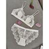 European and American French underwear women's thin cotton eyelashes lace steel-free bra triangle cup sexy underwear set