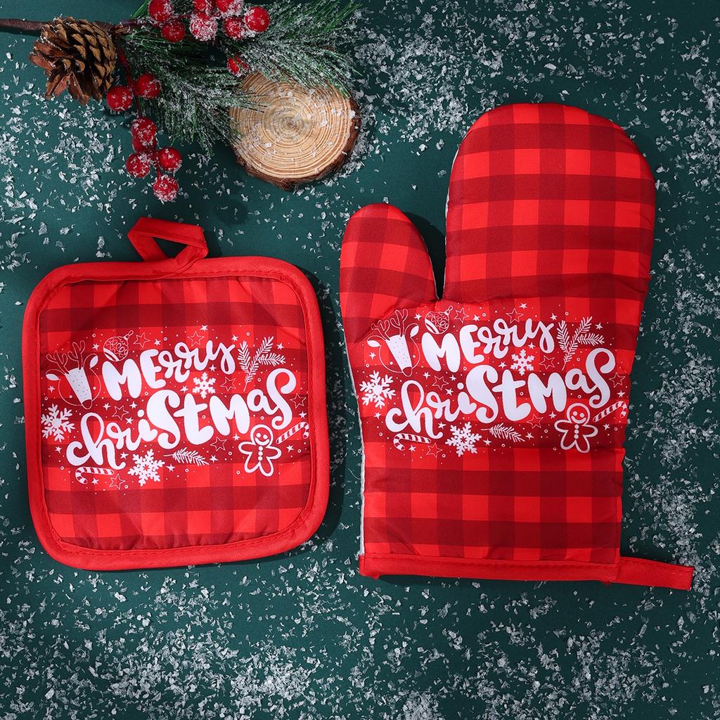 Christmas Oven Gloves Santa Claus Merry Christmas Decorations For Home 2025 Navidad Natal Cristmas Xmas Gift Happy New Year 2025