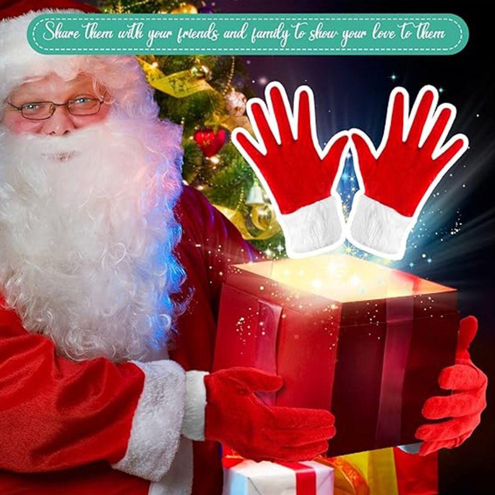 Short Santa Claus Gloves Warm Pleuche Christmas Gloves Festival Dress Party
