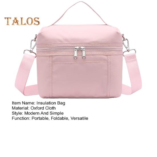 Borsa termica per il pranzo per adulti, in nylon leggero, impermeabile, con tracolla rimovibile, borsa termica con doppia cerniera per il pranzo, per lavoro, picnic, campeggio