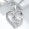 Female Crystal White Zircon Stone Heart Pendant Necklace Vintage Silver Color Wedding Jewelry For Women
