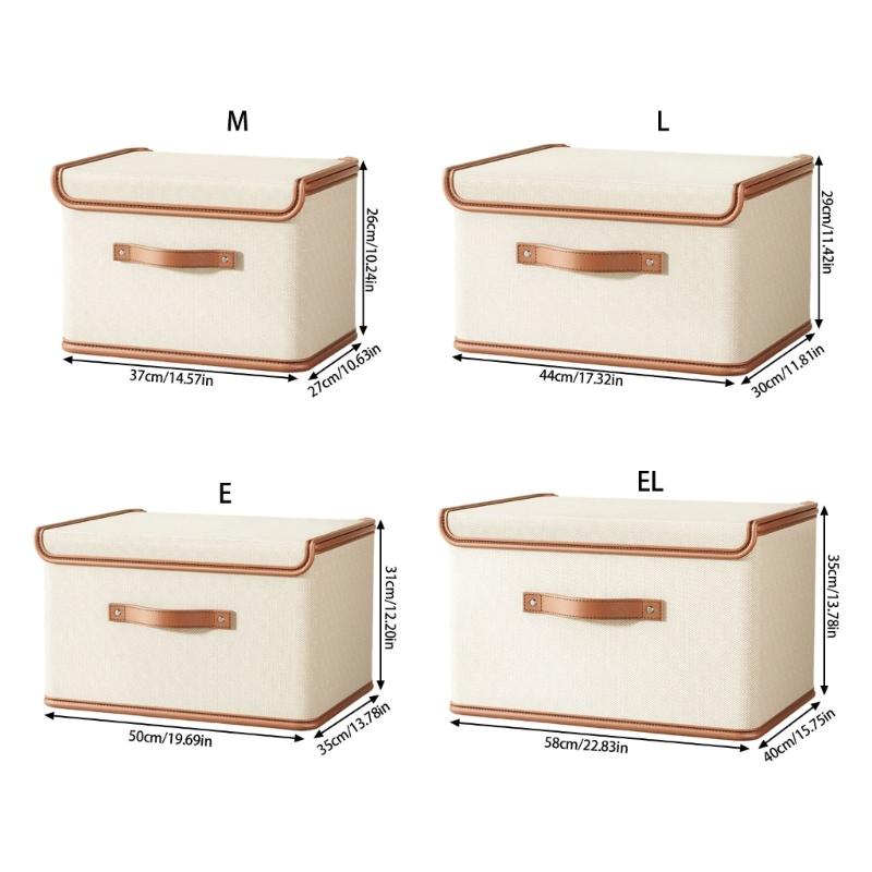 Large Foldable Fabric Organiser Box with Cover Container For Seasonal Clothing Blankets Household Items