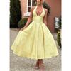 Sexy Elegant V Neck Halter High Waist A Line Long Evening Party Dress