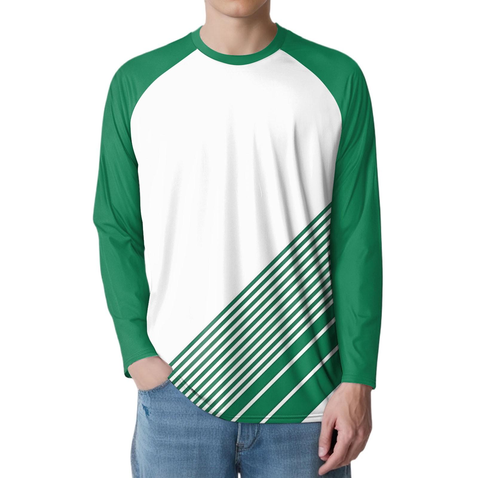 

Мужская мода принтованный реглан длинный рукав спортивный топ L зелёный