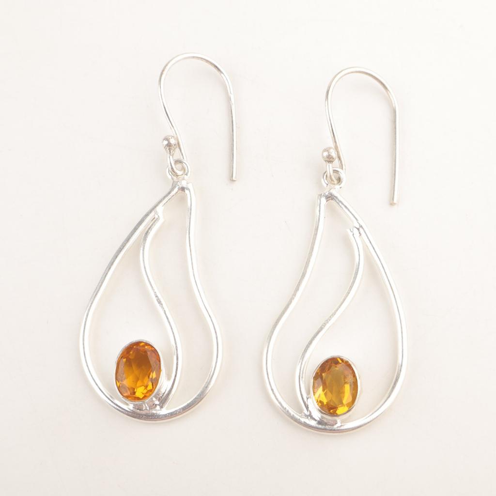 Citrine Gemstone 925 Sterling Silver Dangle Best Friend Gift Earrings Jewelry EE-139-14