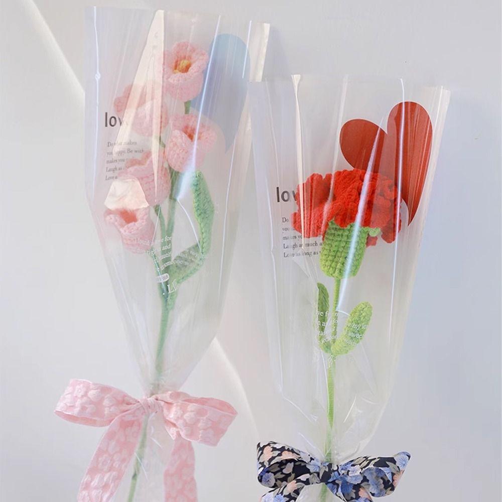 20pcs Love Shaped Single Flower Wrapping Bags Flower Arrangement Bags  Wedding Birthday Party