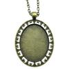 45cm Or 70cm Long Chain Necklace Oval Glass Cabochon Base Setting Tray Minimalist Jewelry Components QN054