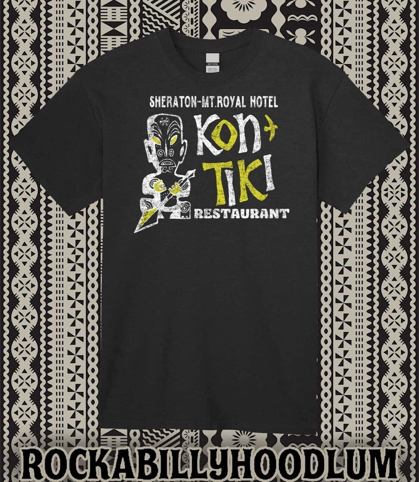 Retro Tiki Tee T Shirt Bar Mug Kon Tiki Sheraton Mt Royal Hotel Restaurant L