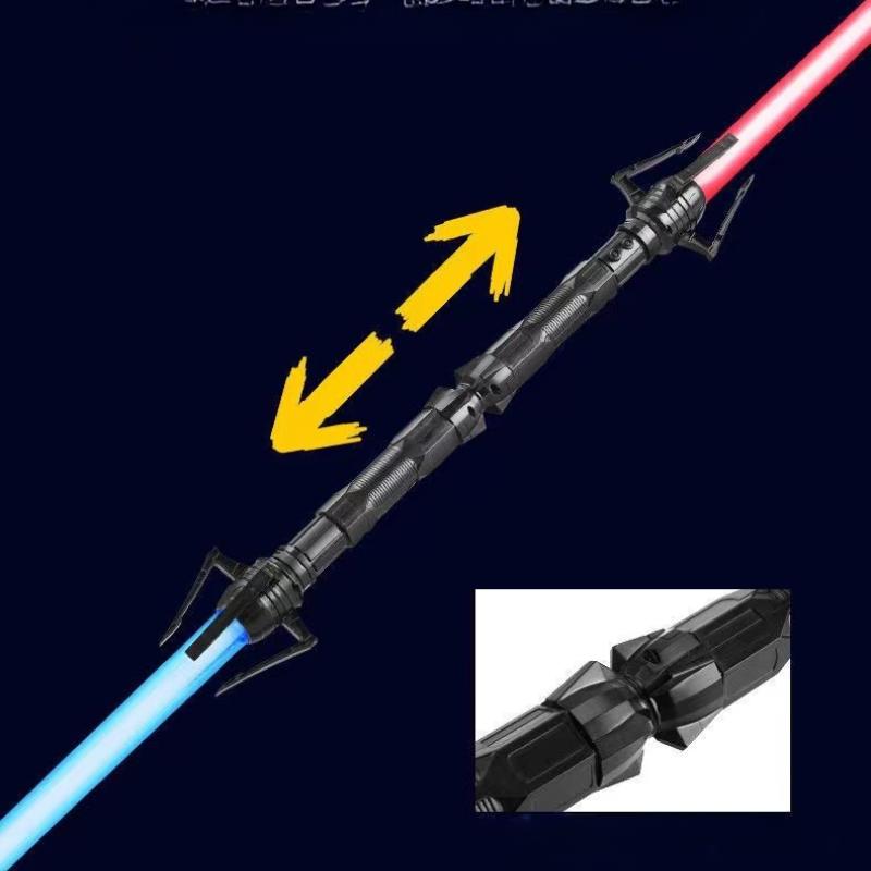 2pcs 2 In 1 Laser Sword Red and Blue Double Swords Role Playing Glowing Weapons Holiday Party Photo Props Kids Toy Gifts