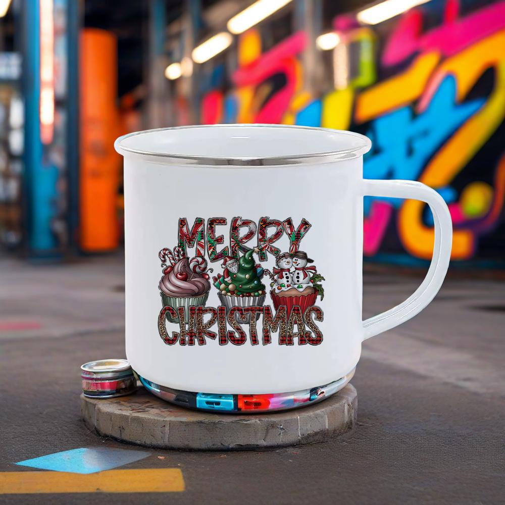 Merry Christmas Mug Festival Gift Coffee Mugs Santa Pattern Breakfast Cup Red Green Series Cola Milk Cups for Home Party BBQ Bar