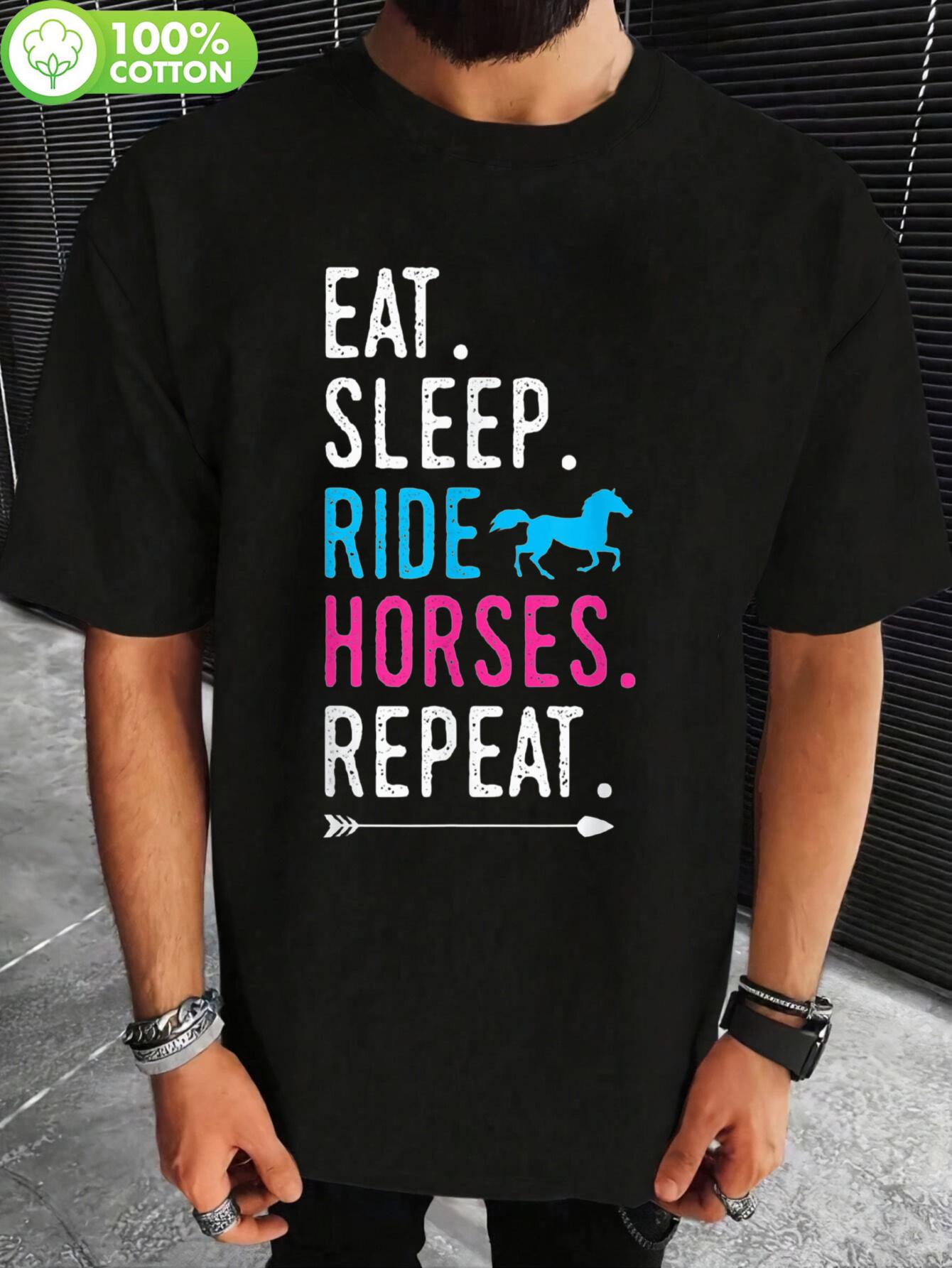 Eat Sleep Ride Horses Repeat Horse Ride Equestrian for Girls T-shirt XL