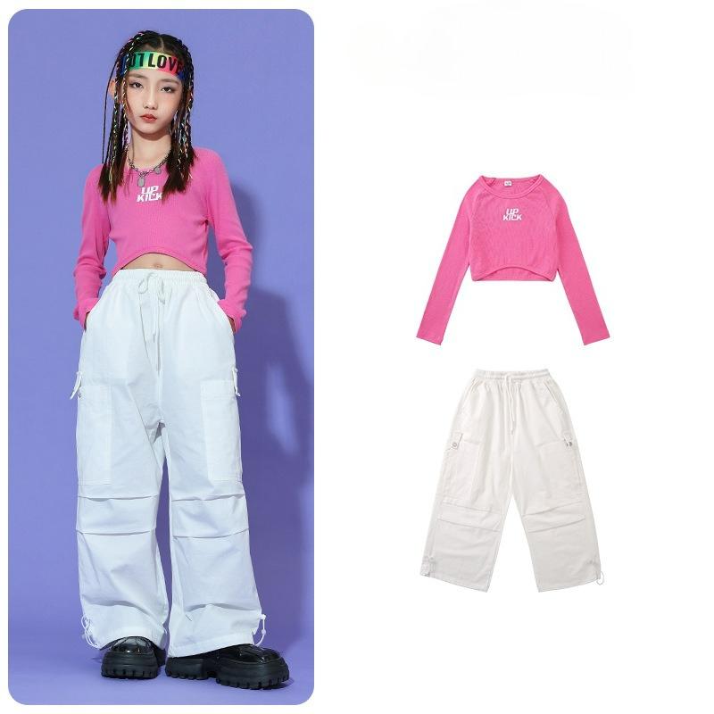 

Костюмы для джазового танца в милом крутом стиле для девочек, модные комбинезоны парашютистов, детская хип-хоп джазовая одежда для выступлений 110 розы красного