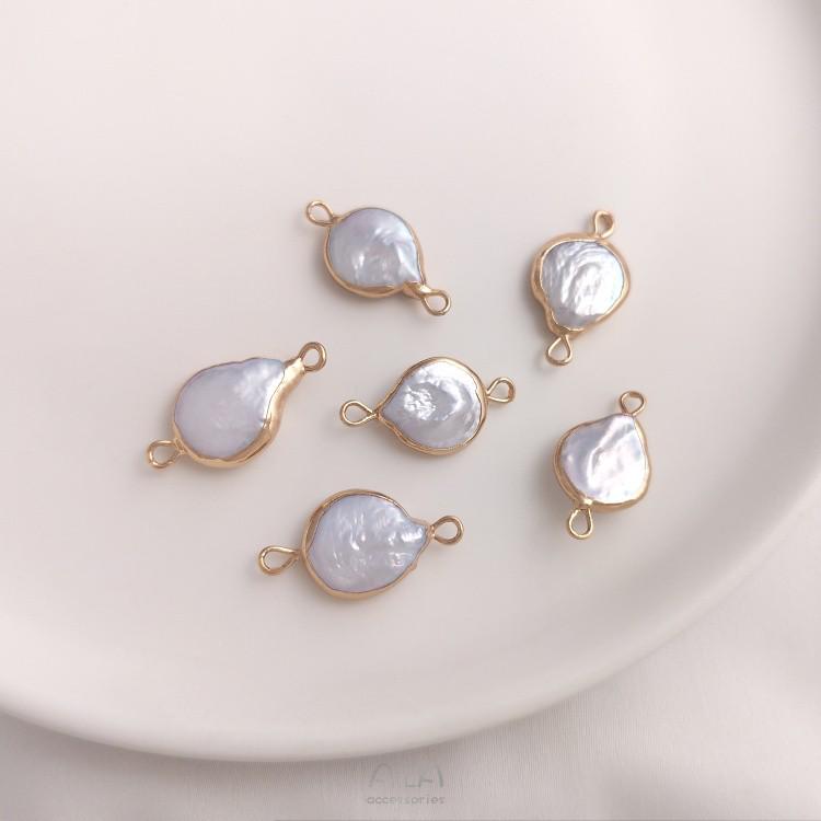 Natural Irregular Baroque Pearl Pendant: Double-Hole Square, Teardrop, Toothpick Bead for DIY