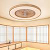 Japanese-Style Flush Mount Fan Light with Wood Grain, Chandelier for Living Room, Bedroom, Restaurant, 110V