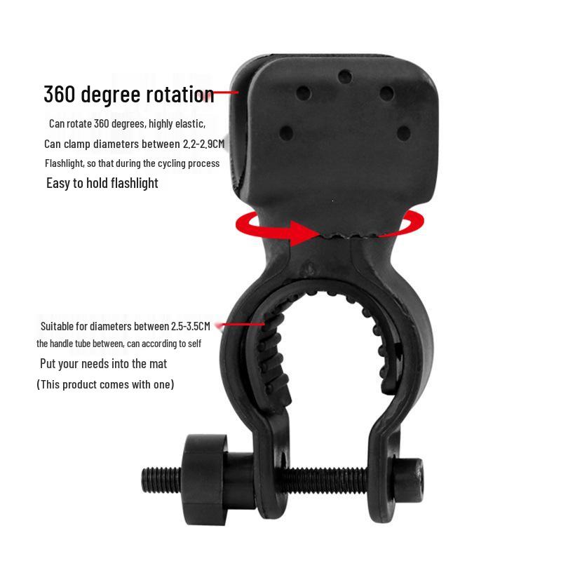 360° Rotating Bicycle Flashlight Mount - U-Shaped Clip for Outdoor Cycling