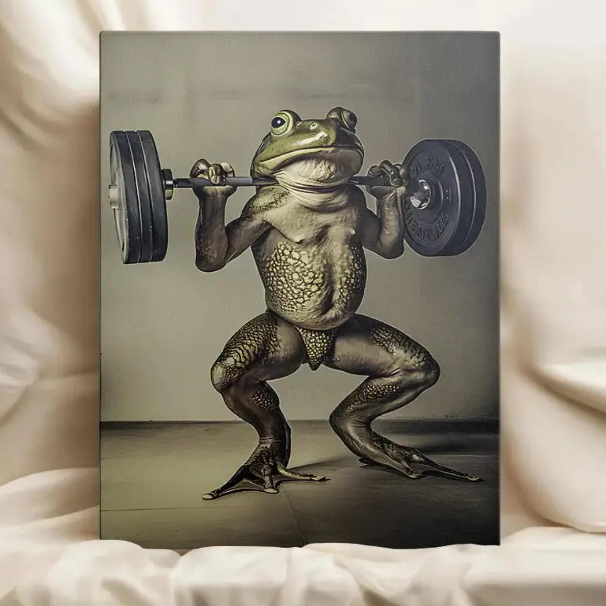 Frog Sports Art: Perfect Animal-Themed Gift for Fitness Fans, Decorative Wall Hanging 20x25