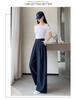 Women's Tencel Linen Wide-Leg Pants - Summer Ice Silk Cotton Blend, High Waist, Slimming, Floor Length, Loose Fit.