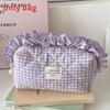Cotton Makeup Bag With Lace Trim For Travel And Daily Use Ladies Organizer
