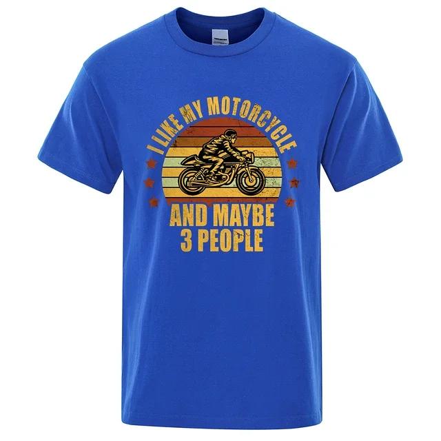 Líbí se mi můj motocykl a možná i 3 osoby Trička Muži Běžné Volné Oblečení Velké letní topy Bavlna Kreslené Pánské trička