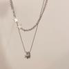 Double-layer stars stacked necklace, versatile, simple personality, light luxury, five-pointed star niche design necklace woman