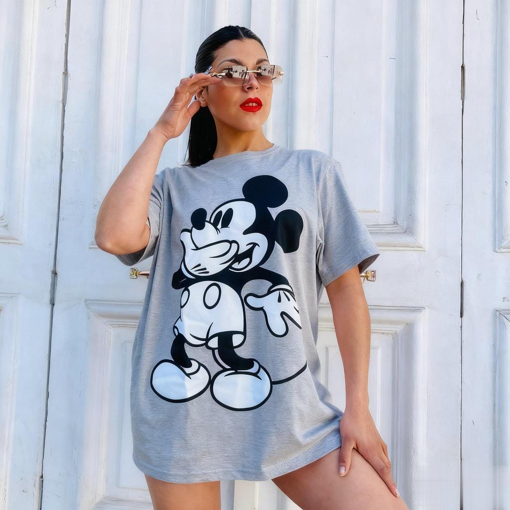 Damen T-Shirt Disney Mickey Maus Minnie Vintage Baumwolle Oberteile Lässig Kurzarm Niedlich Cartoon Druck Straßenmode Sommer Neu