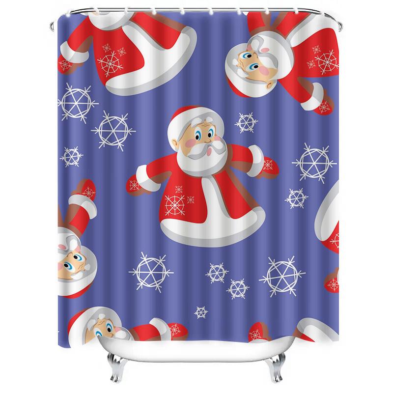 TU Santa Claus Shower Curtain Christmas Bathroom Decor Festive Holiday Waterproof Fabric Home Decor Gift Idea Festive Xmas Patte