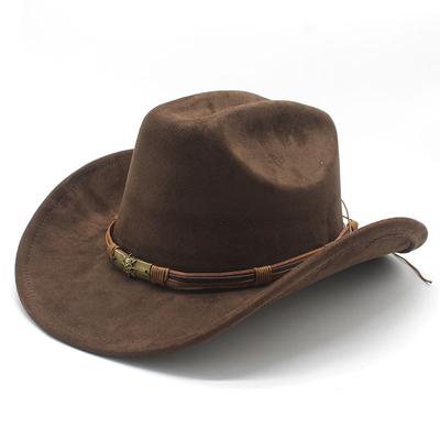 Chapeau de Cowboy Western Chapeau Haut en Laine Chapeau de Cavalerie Punk Chapeau Haut à Boucle Cachée