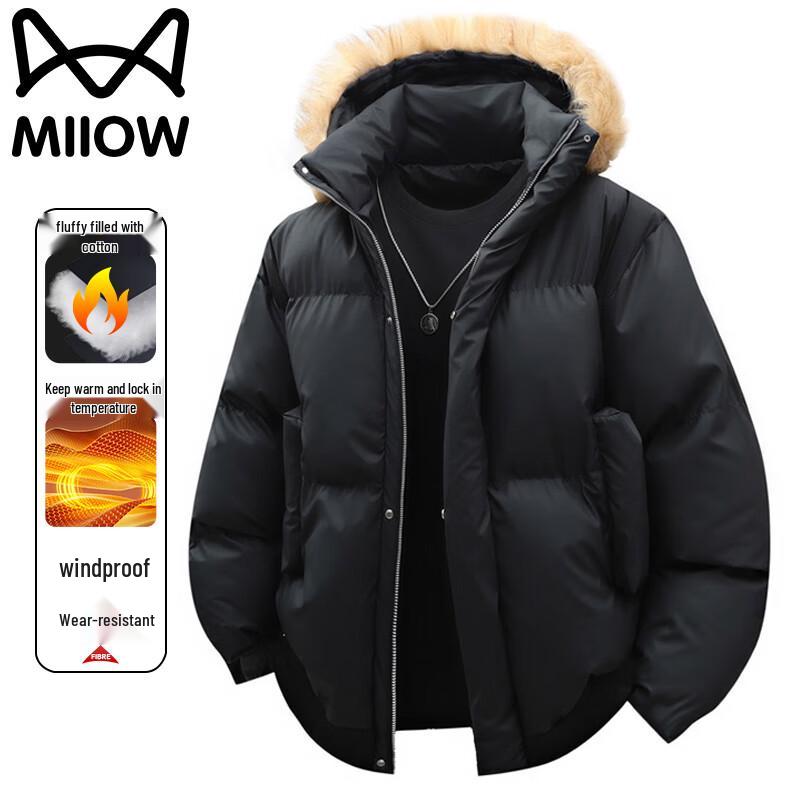 MaoRen Herren Gepolsterte Winterjacke mit Kapuze