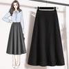 Dimanaf 2025 Women Summer Plus Size High Waist Skirts Vintage Elastic Pleated Elegant Long Skirts 5XL