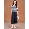 Women's Striped Button-Up Top & Cropped Pants Two-Piece Set