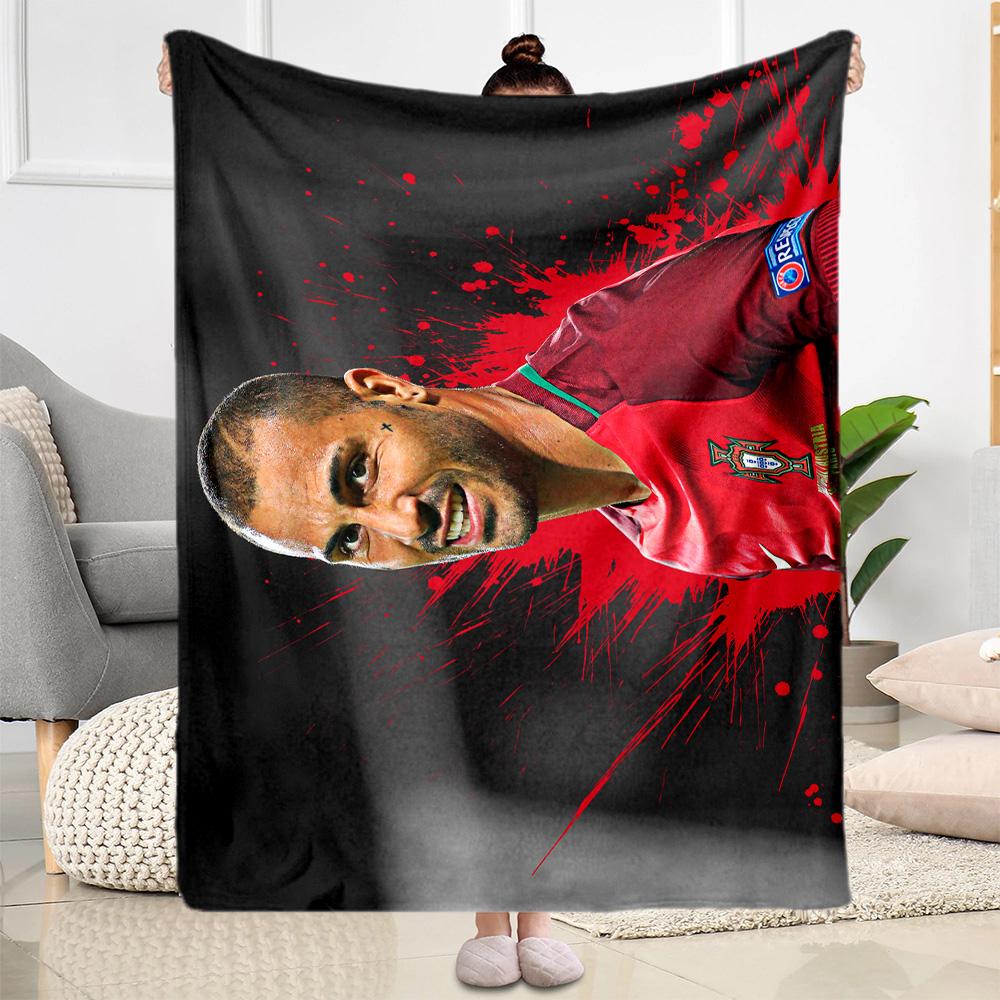 Soccer Player Action Blanket Soft & Cozy Suitable for Office Chair Office Seaside for All Occasions Modern Style Best Holiday Gift for Friends Family