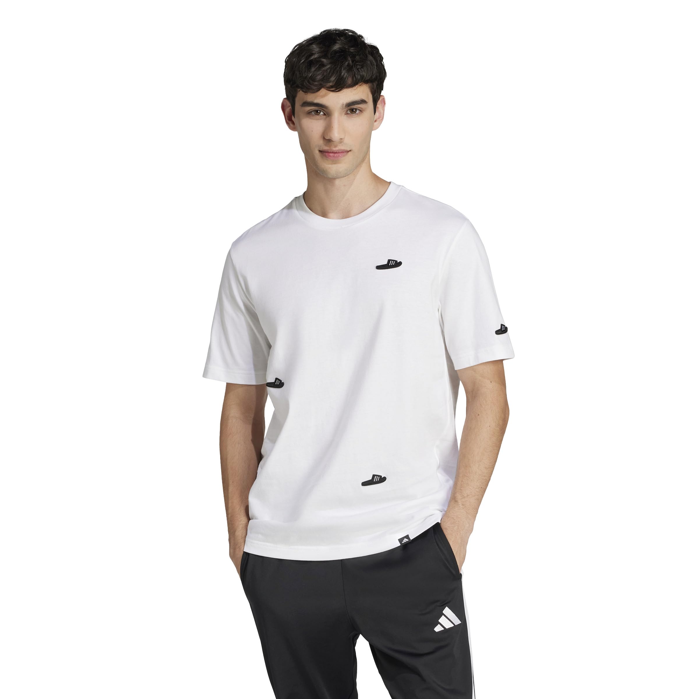 

Adidas KPJ76 Short Sleeve Sandal White Size Men s T-Shirt, (JJ3999), J/XL