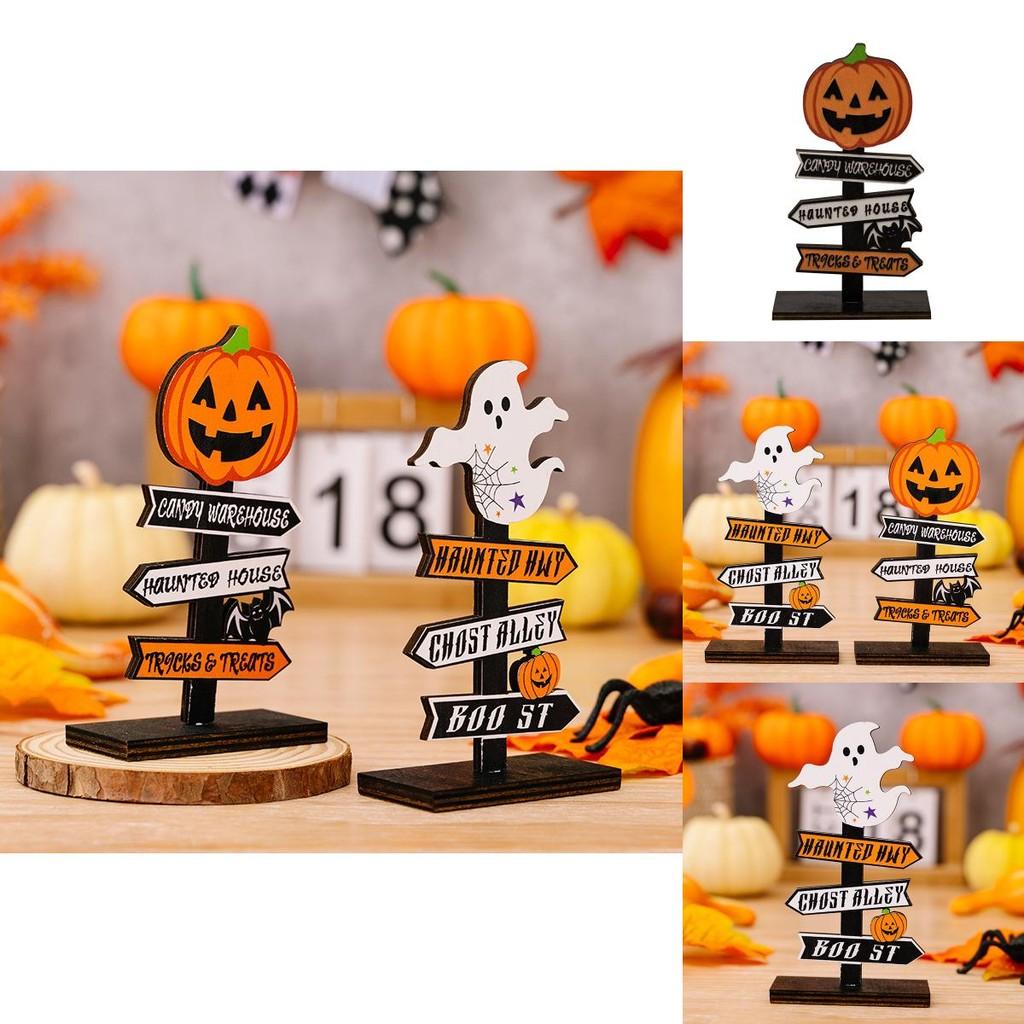 Elegante Halloween-Geist- und Kürbis-Holzschilder für einen einzigartigen Wohnstil