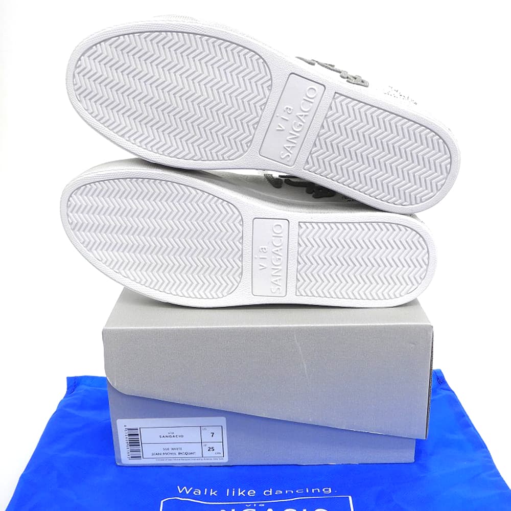 Sangacio Unused SG8 New Leather Artwork Design Low-Top Sneakers, Men's, White, Size 9.8" Shoes 7(US) whiteUsed