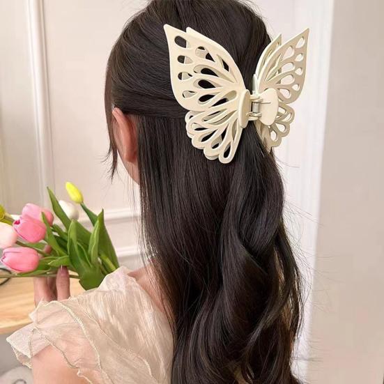 Gheară de păr mare, cu prindere puternică, cu două straturi, în formă de fluturi, agrafă de păr, dinți anti-alunecare, clemă de coadă de cal, cap din spate, gheară de păr