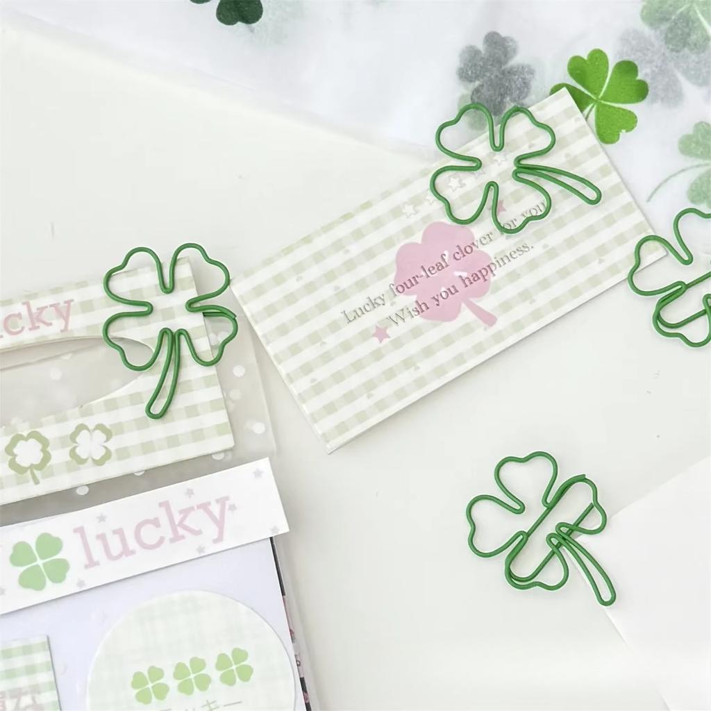 10 szt. śliczne INS zielone czterolistne koniczynki spinacze do papieru śliczna dziewczyna dekoracja do scrapbookingu spinacz do papieru dokumenty biurowe materiały do wiązania rachunków