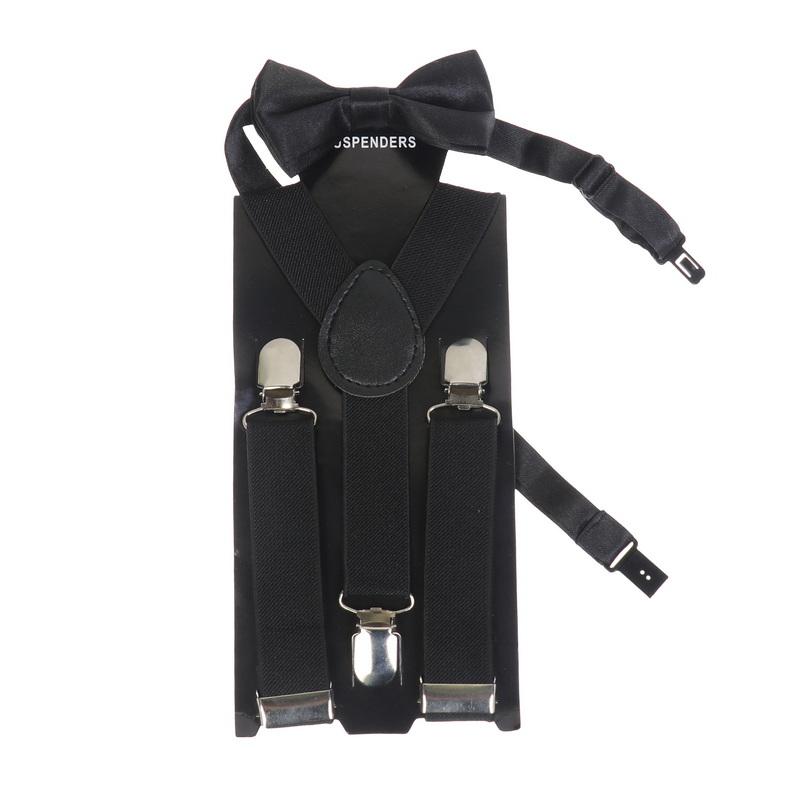 Kids Braces Bow Tie Set, 2.5cm Elastic Adjustable 60cm Y-Back Clip-on Suspenders, Formal Classic Pre-Tied Bowties for 1-9 Years Olds Boys Girls