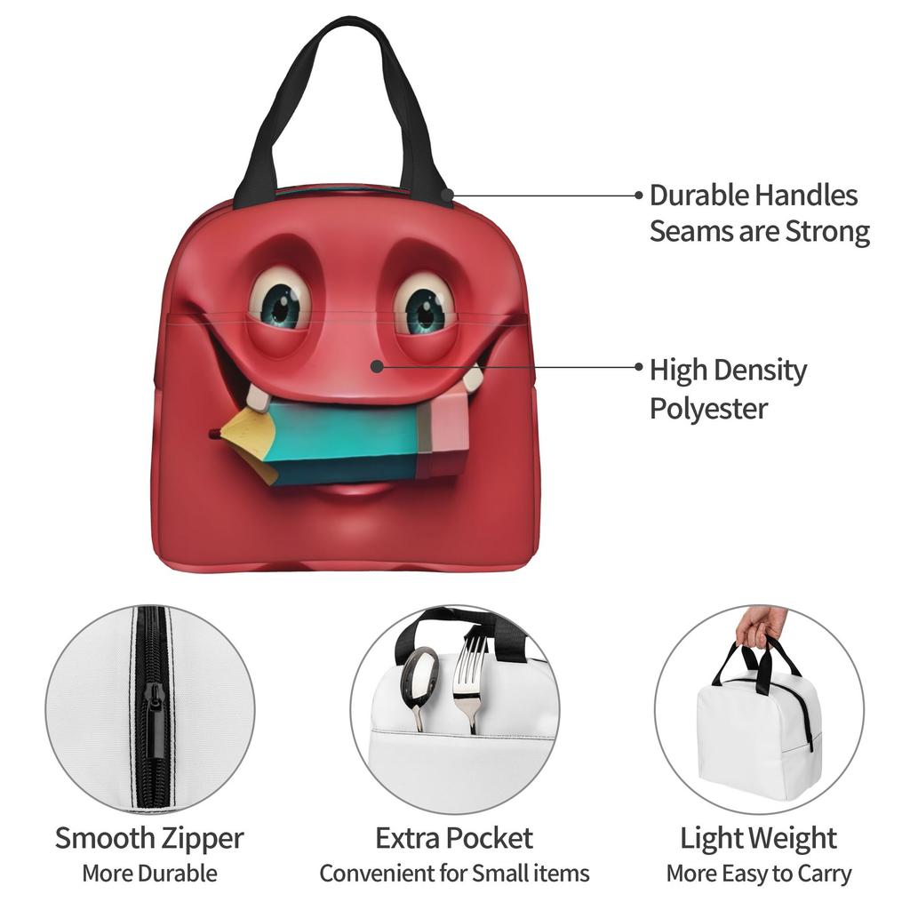 Funny Expression  Insulated Lunch Tote Bag for Women  Resuable Thermal Cooler Bento Box Outdoor Camping Travel