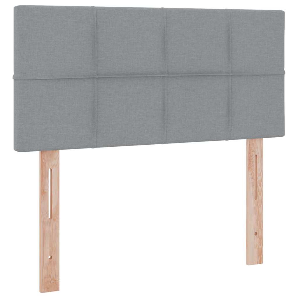 LED Storage Bed with Mattress Light Grey 100 x 200 cm Fabric