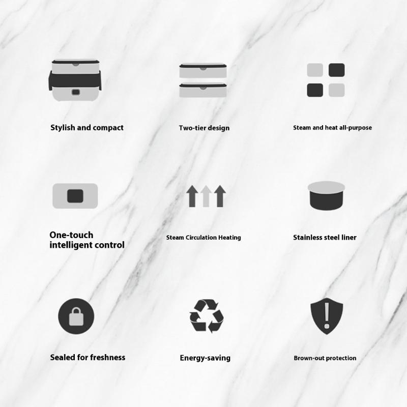 Electric Lunch Box Double Layer Insulated Food Heater for Dormitory Kitchen Office Travel Food Storage Container