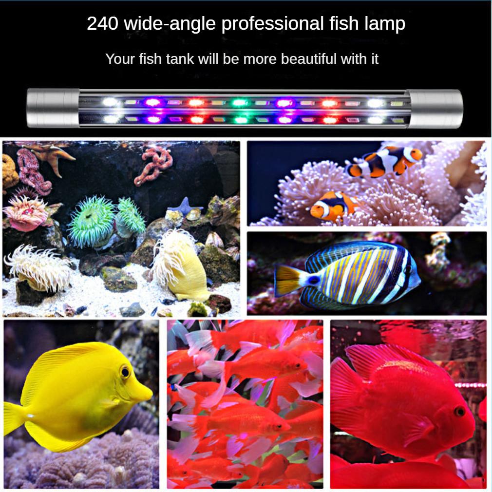 Waterproof Aquarium Light Tube Fish Tank Lighting LED Lamp Full Spectrum Three-Color Brightening Color-Enhancing Diving Light