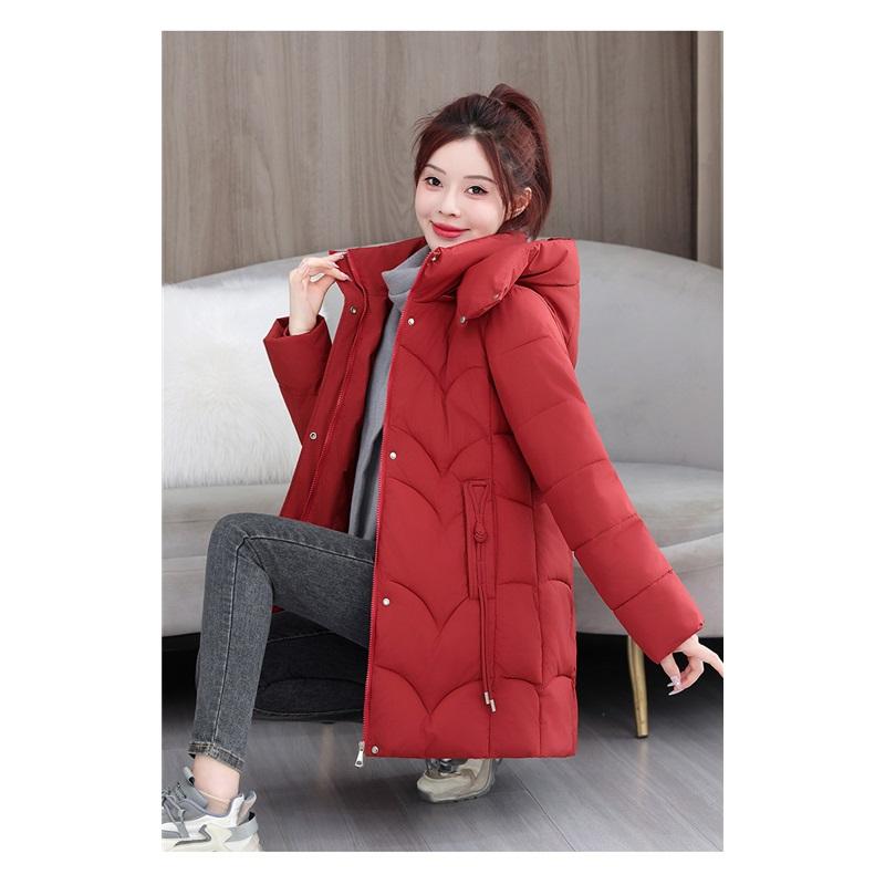 

Женская зимняя мода Повседневная Высококлассная Средней и Длинной Длины Хлопковая Одежда Хлопковая Куртка XXXL красный