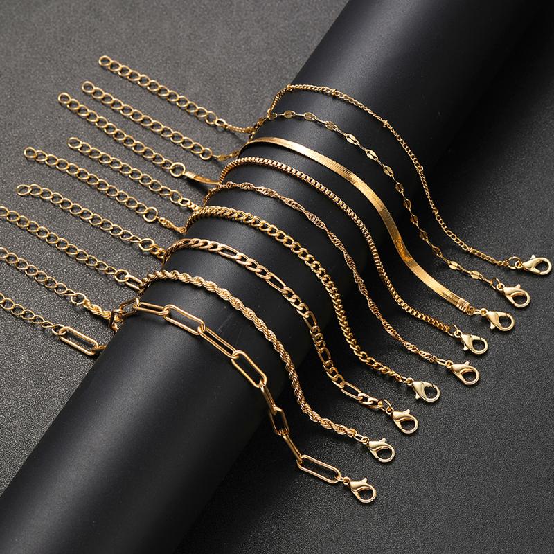 

9Pcs/Set Boho Retro Gold Color Bracelet Set Thick Twist Cuban Chain Bracelet for Women Trendy Quality Stackable Jewelry Gift New