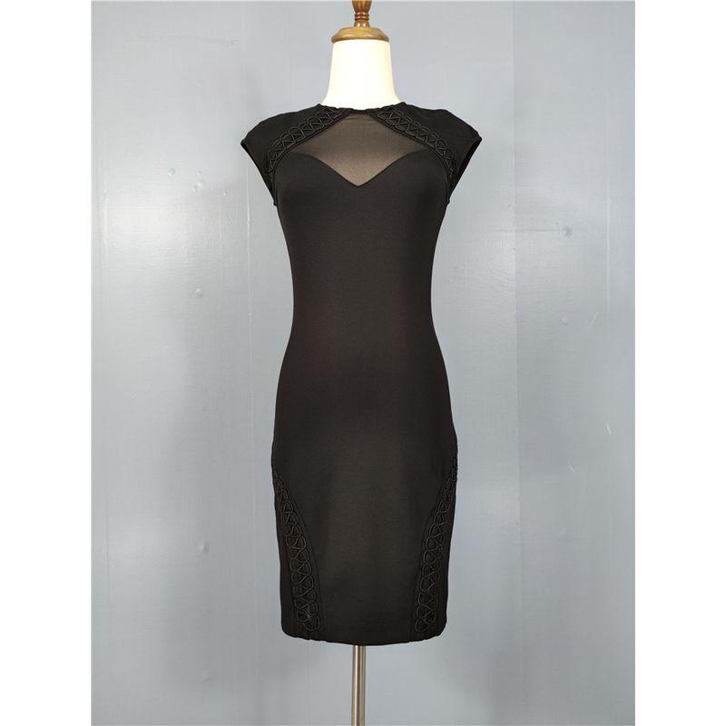

Gu Elastic Silm Office Mesh Low-Cut Black Dress Black L