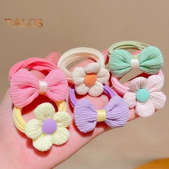 6/12Pcs Hair Rope High Elasticity Fabric Hair Rings Flower Bowknot Decor Versatile Hair Tie Hair Accessory